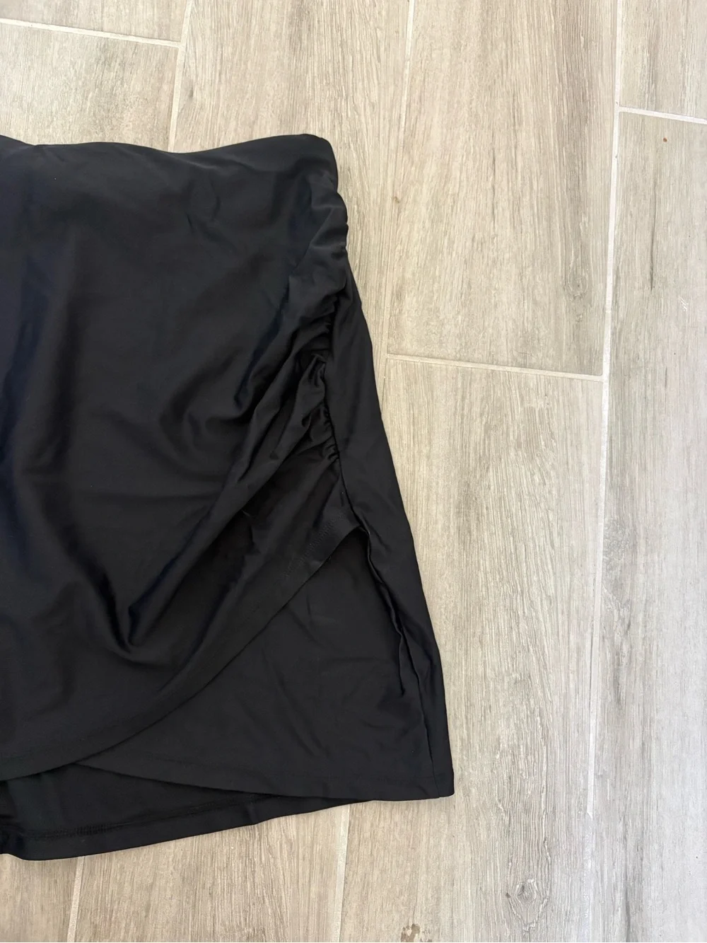 Quince Side Ruched Wrap Swim Skirt Black XL